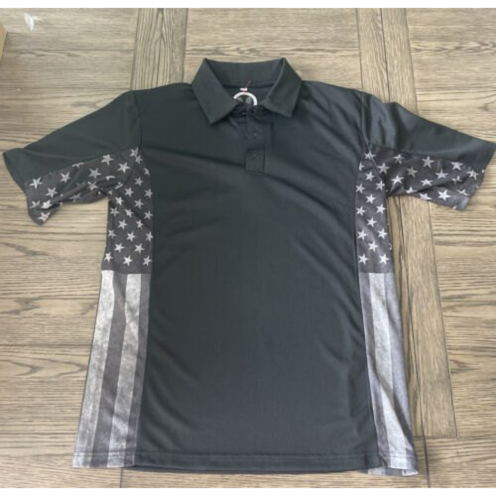 black polo american flag 4th of July mens size Sm